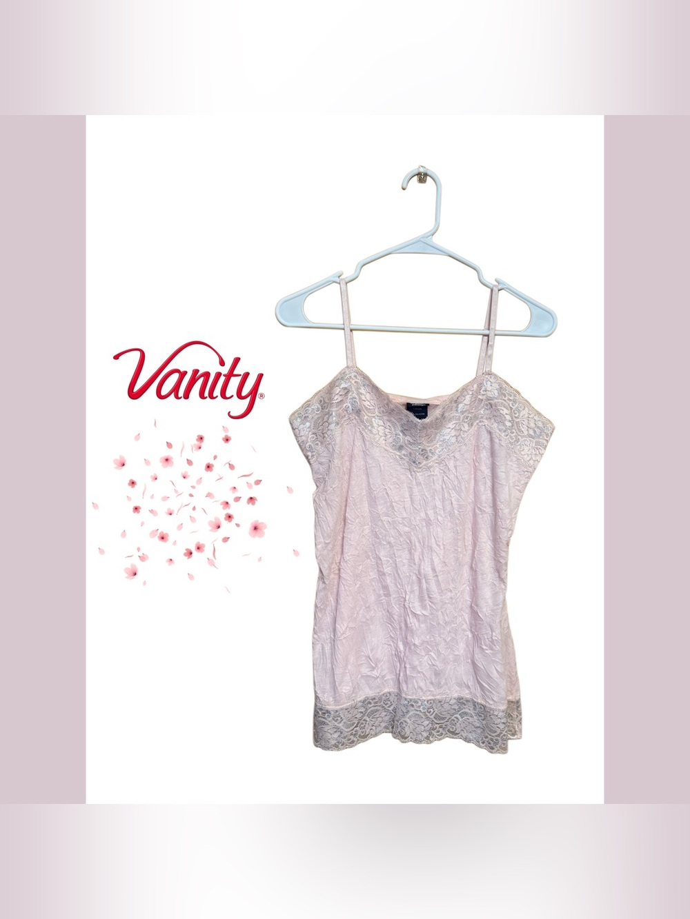 💖🌸 ICONIC Vanity Y2K Pink Silver Lace Cami Fairycore Mall Goth Top 🌸💖